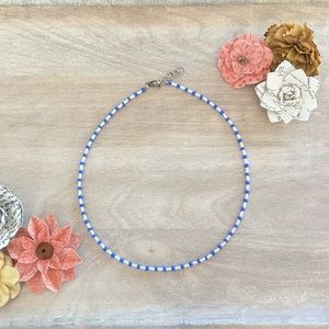 Necklace. Size 16.5”. Color-white, and blue
